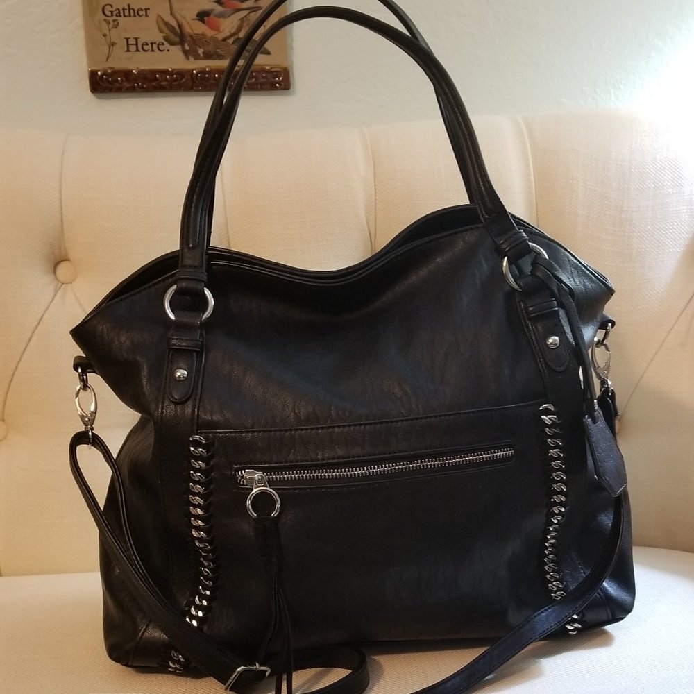 Vintage Faux Leather Large Black Purse - Jessica Simpson